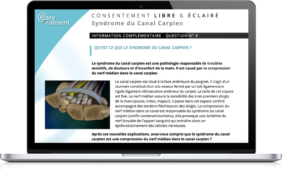 Aperçu d'un questionnaire Easy-Consent
